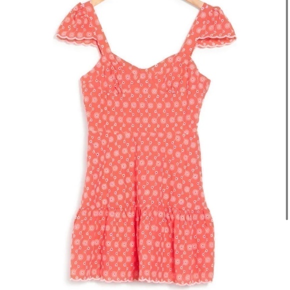 NWT Betsey Johnson - DITSY EYELET BUSTIER MINI DRESS PINK size L - Picture 3 of 5